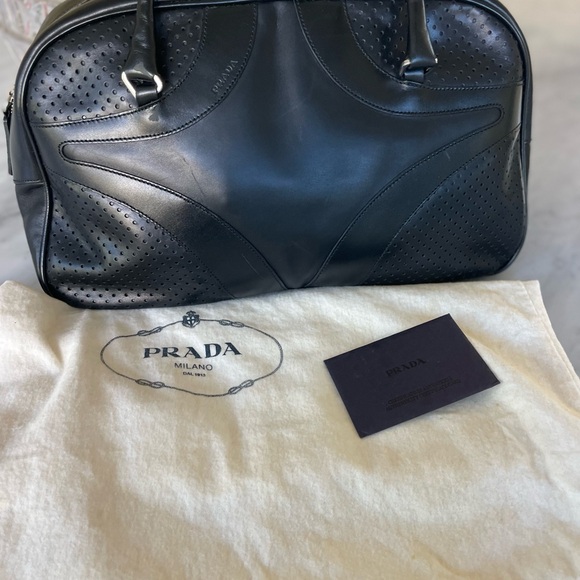 🌿authentic Prada vitello drive bowler bag w cards and duster black - Picture 9 of 11